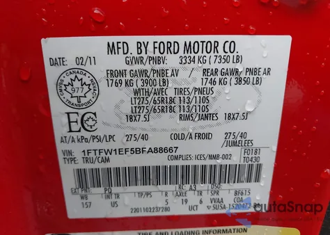 2011 Ford F-150 Xlt z USA, uszkodzony, nr VIN 1FTFW1EF5BFA88667